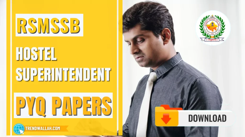 RSMSSB Hostel Superintendent Previous Year Papers
